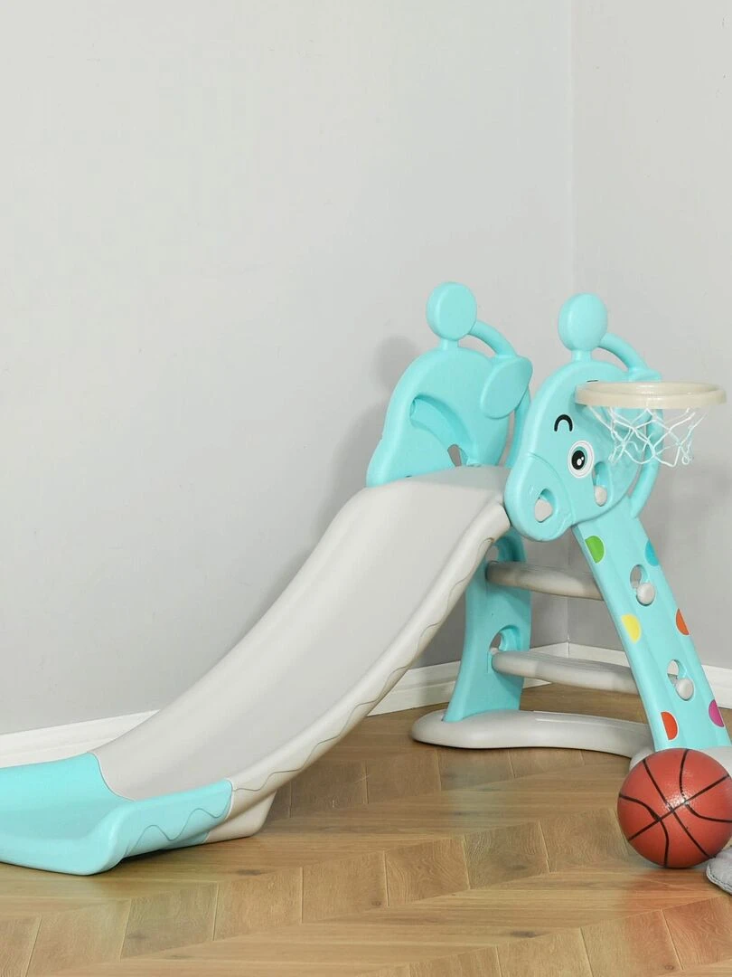 Toboggan enfant avec panier basket bleu et gris   Bleu