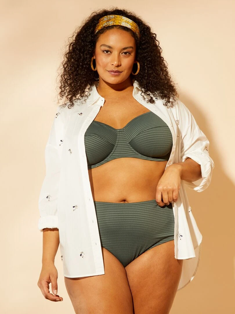 Culotte de bain effet seersucker   Vert