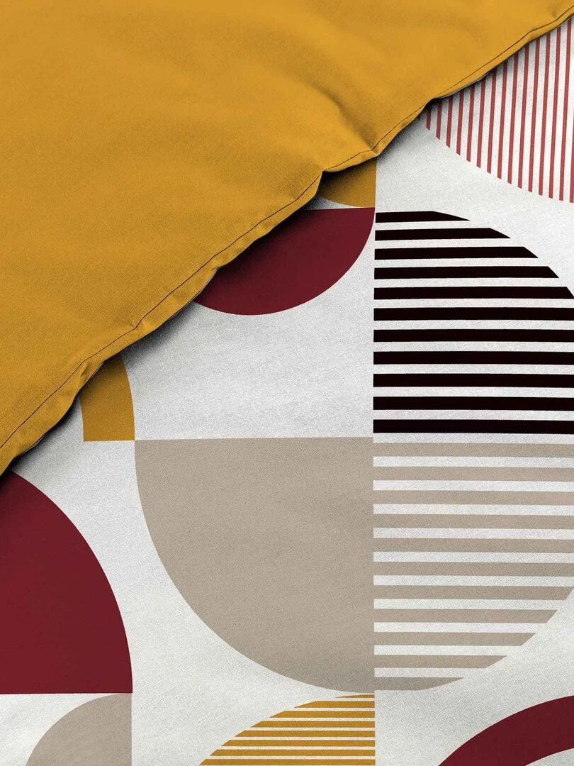 Parure housse couette Neo Line retro   Orange