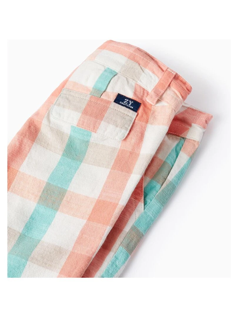 Short en Coton à Carreaux pour Bébé Garçon   Blanc