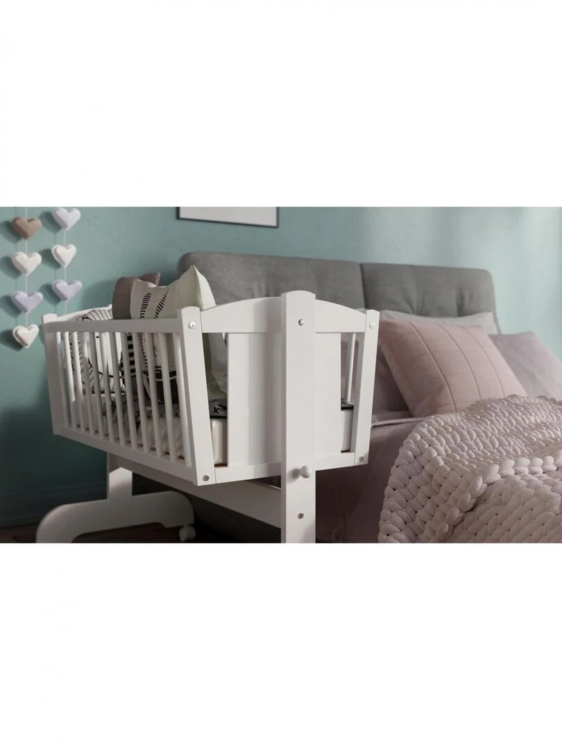 Berceau bébé   VICTORIA   90x40 cm   Matelas Inclus   Blanc
