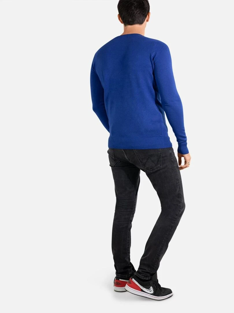 Pull manches longues col rond Kebello Bleu