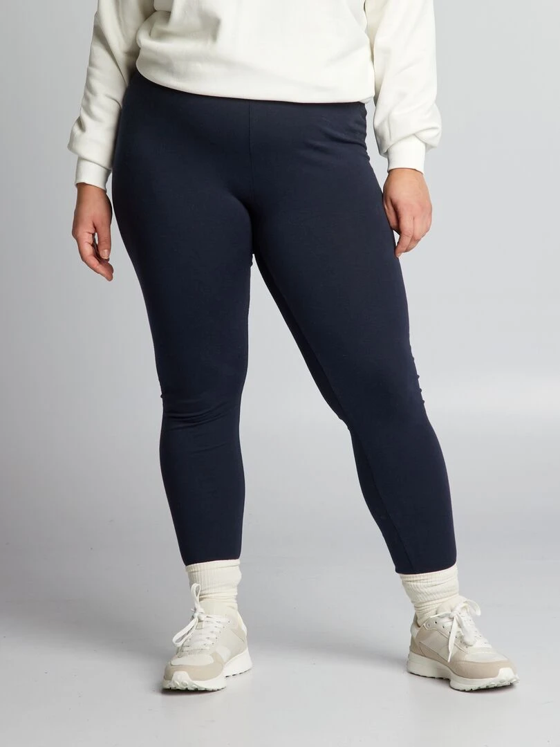 Legging long en coton bleu marine
