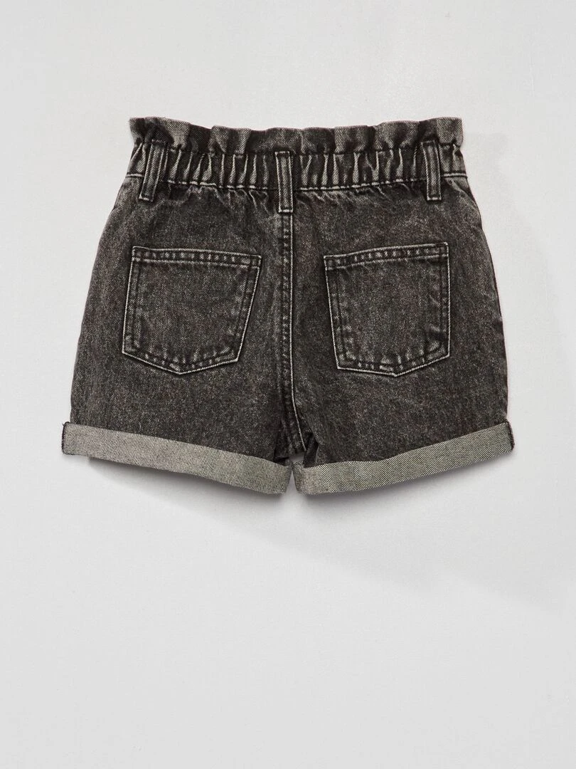 Short en jean avec revers Noir