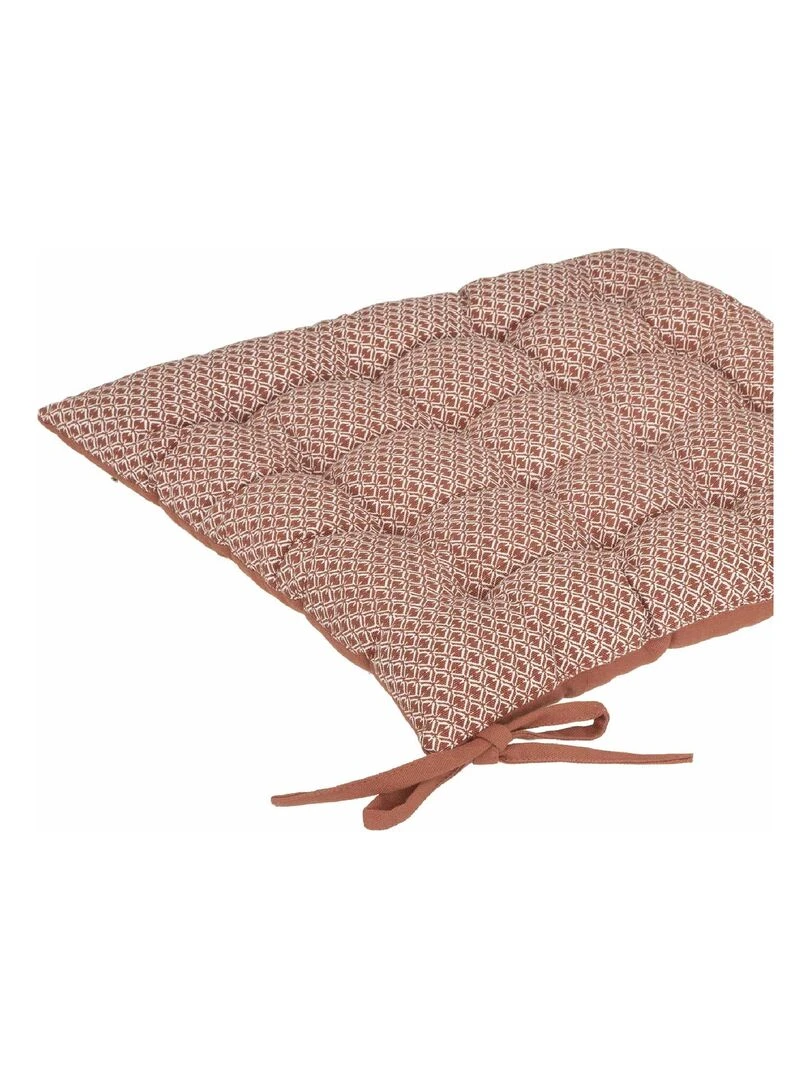 Galette de chaise imprimée et matelassée à nouettes Rouge cerise