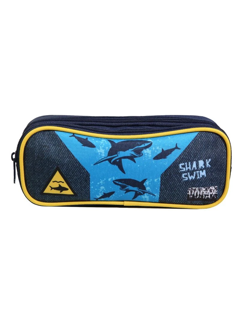 BAGTROTTER Trousse scolaire 2 compartiments Vorax Bleue Requins Bleu