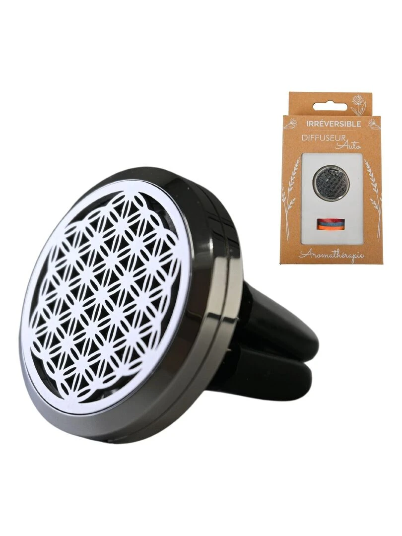 Bijou diffuseur Aromathérapie Voiture : Élégance et Voyage Sensoriel Fleur de vie Gris