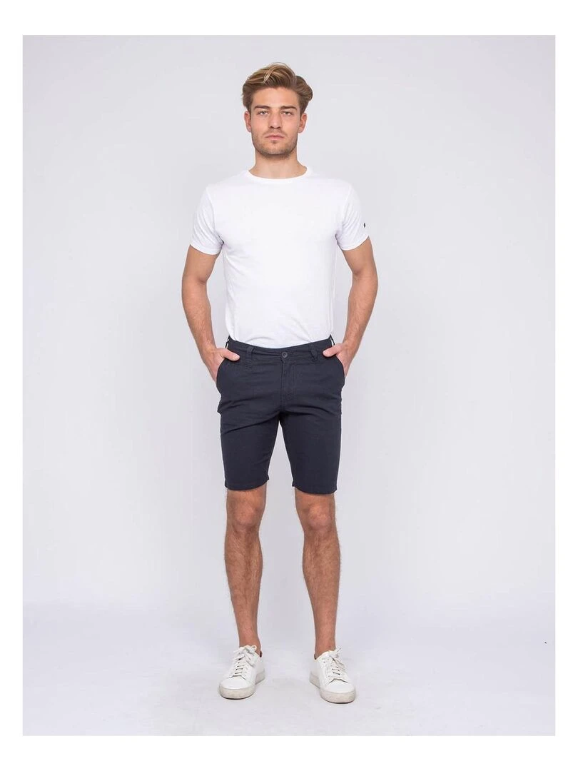Bermuda chino lin BAGOLIN Bleu marine