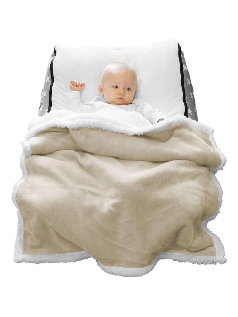Lot de 5 couvertures  plaids polaires pour bébé en flanelle et sherpa ultra doux   Monsieur Bébé   Beige