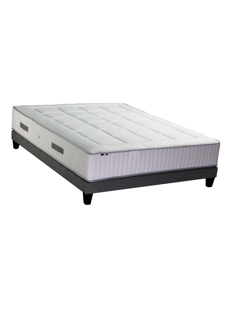 Ensemble matelas Ressorts 7 zones H30cm + sommier PALACIO FABRICATION FRANCAISE Blanc