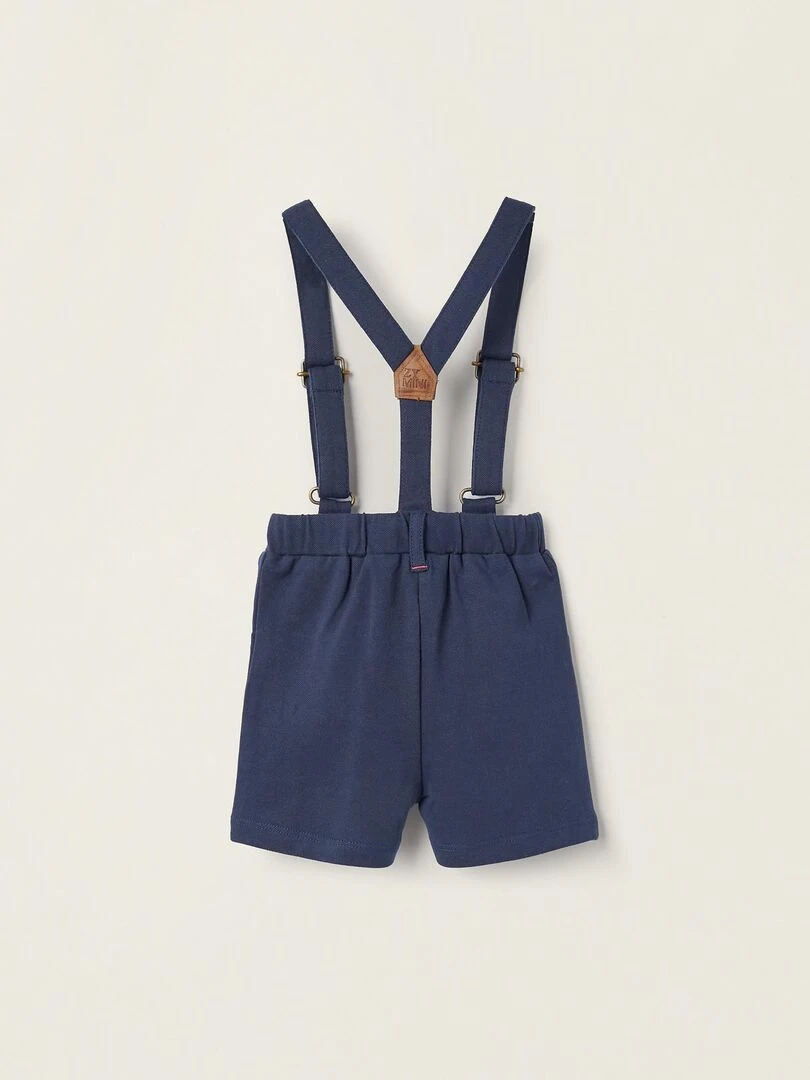 Shorts en piqué avec bretelles pour nouveau né Bleu foncé