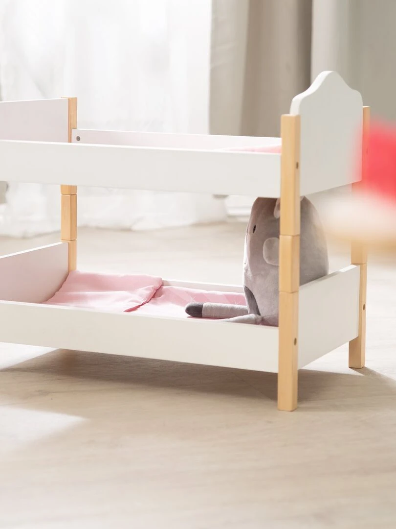 ROBA Lit Superposé pour Poupée Jumelle en Bois "Scarlett"   Séparable en 2 Lits   Blanc/Naturel   N/A