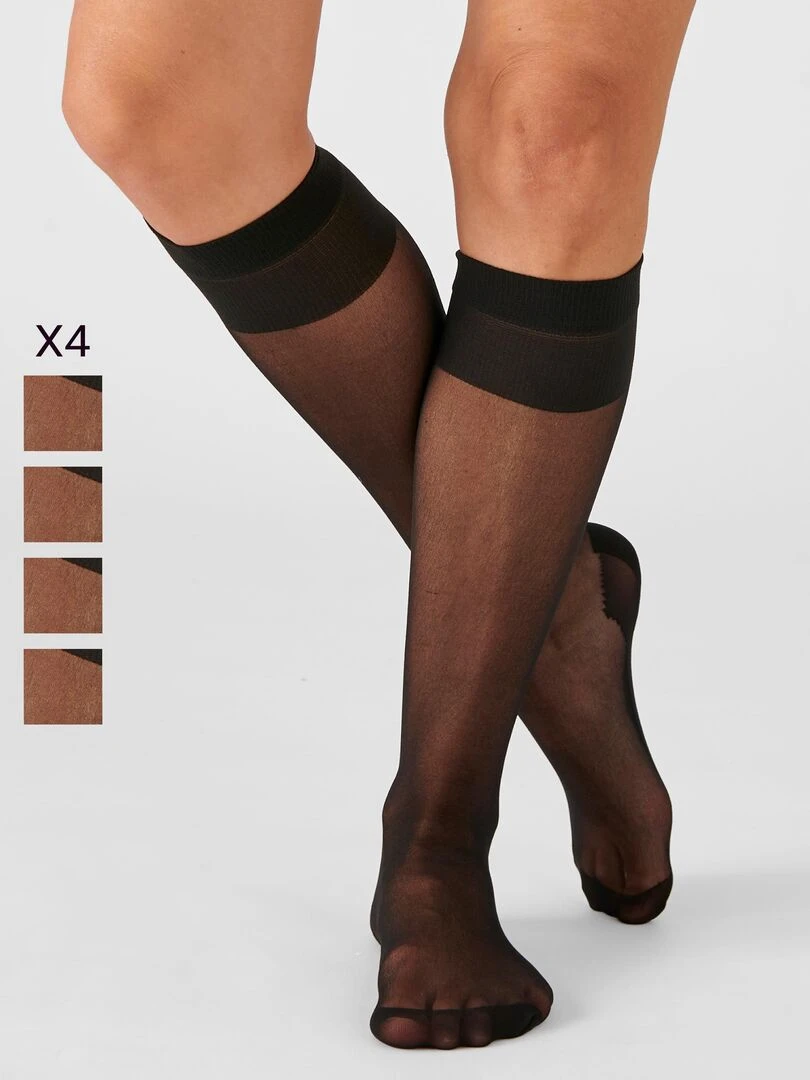 Lot de 4 paires de mi bas mousse 20D. Damart Noir