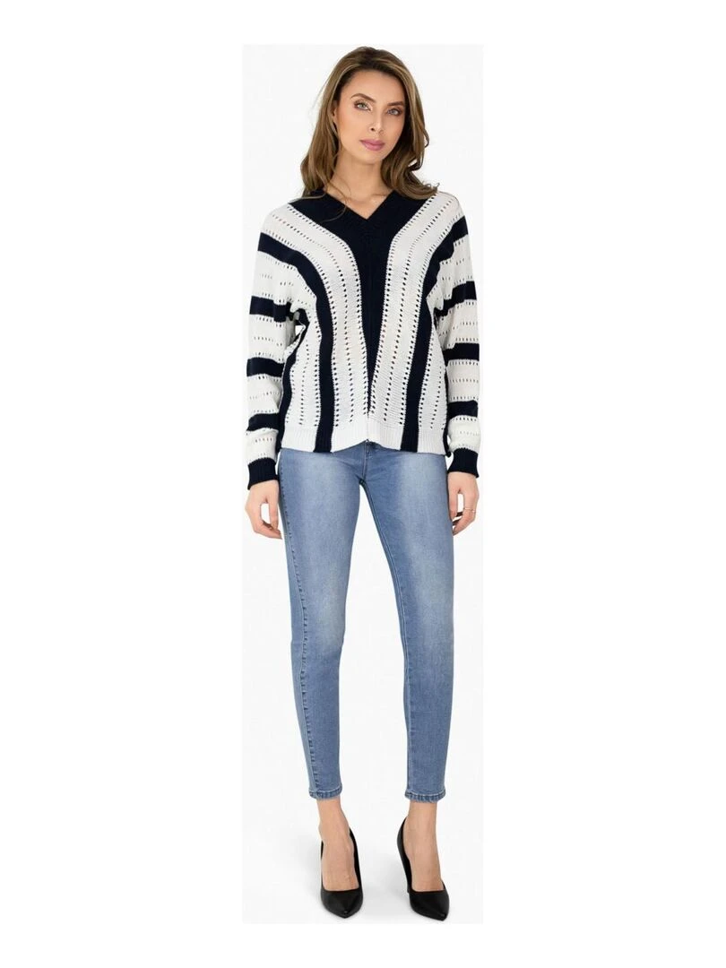 Pull grosse maille Kebello Blanc Blanc