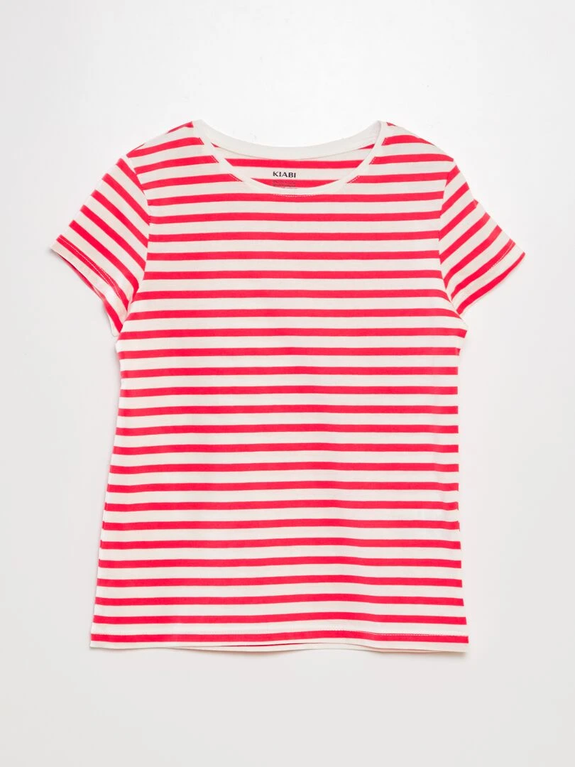 T shirt imprimé marinière Rouge