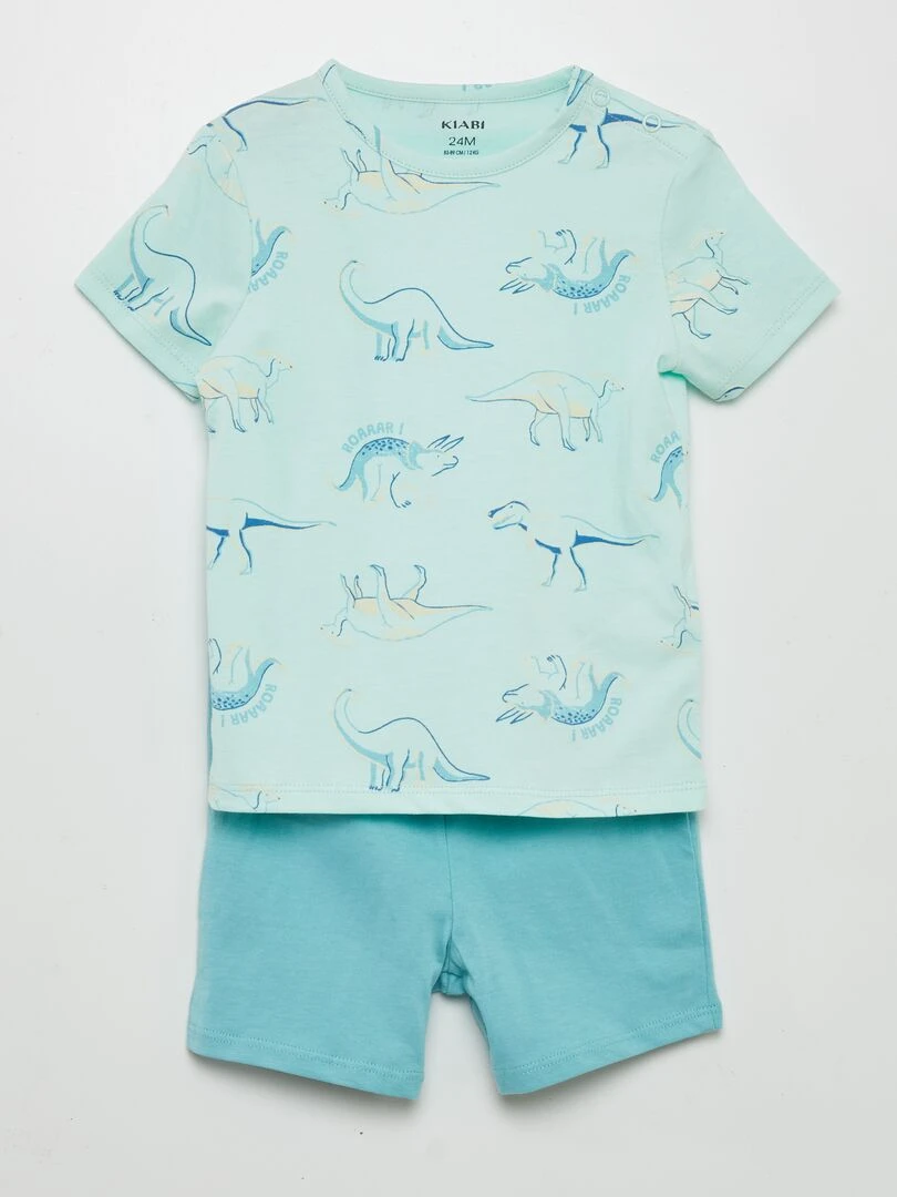 Pyjama short 2 pièces imprimé Bleu/vert