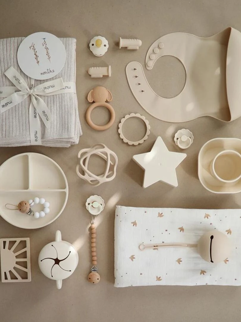 Assiette à compartiments en silicone avec ventouse Ivory Ecru
