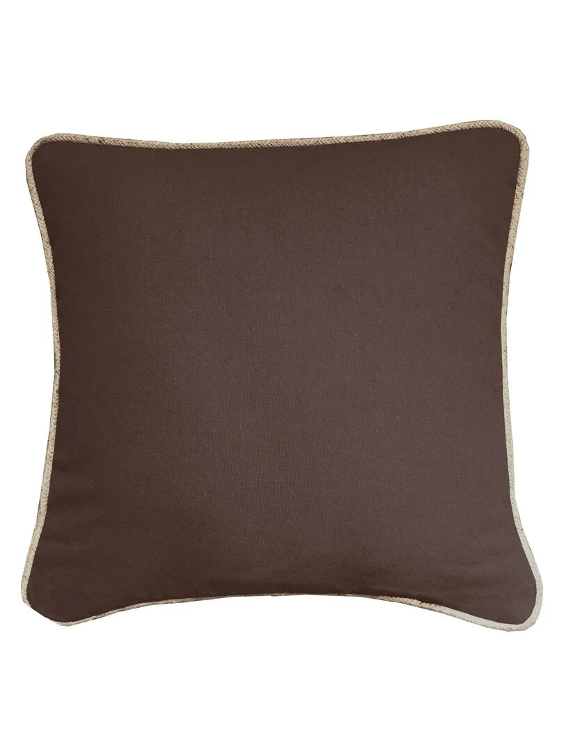 Coussin coton recyclé piping jute 'Deko&co' Marron chocolat