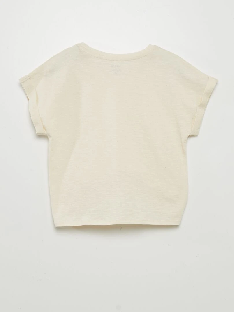 T shirt avec nœud à la base   Beige