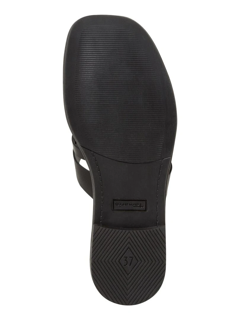 Sandales Plate Cuir Tamaris   Noir
