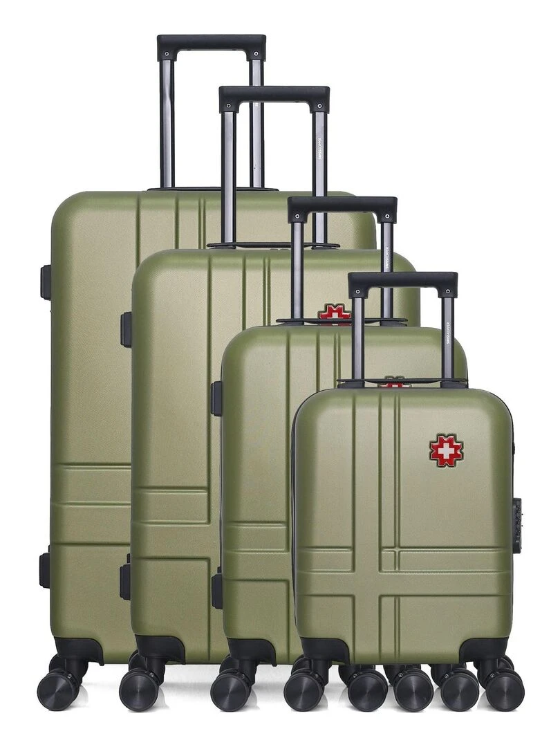 Set de 4 Valises Rigides Grand Format Taille Moyenne Valise Cabine et Vanity USTER M Vert kaki