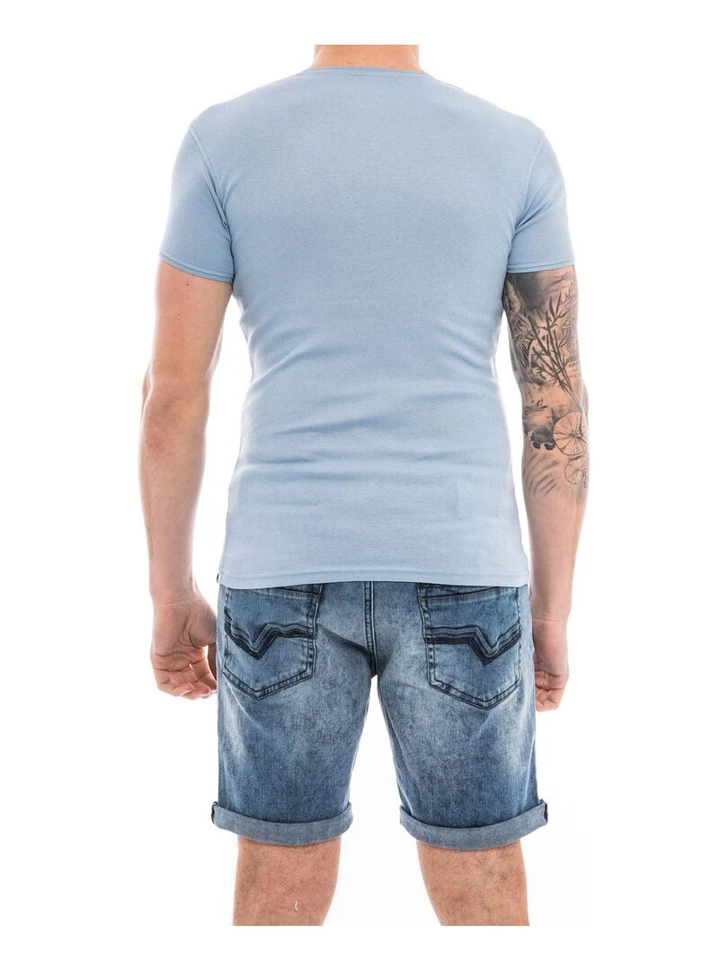 T shirt coton organique WORKAWAY   Bleu ciel