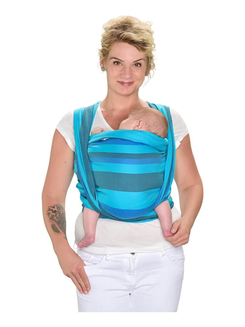Hoppediz Écharpe de portage tissée bio Bleu Bleu Bleu