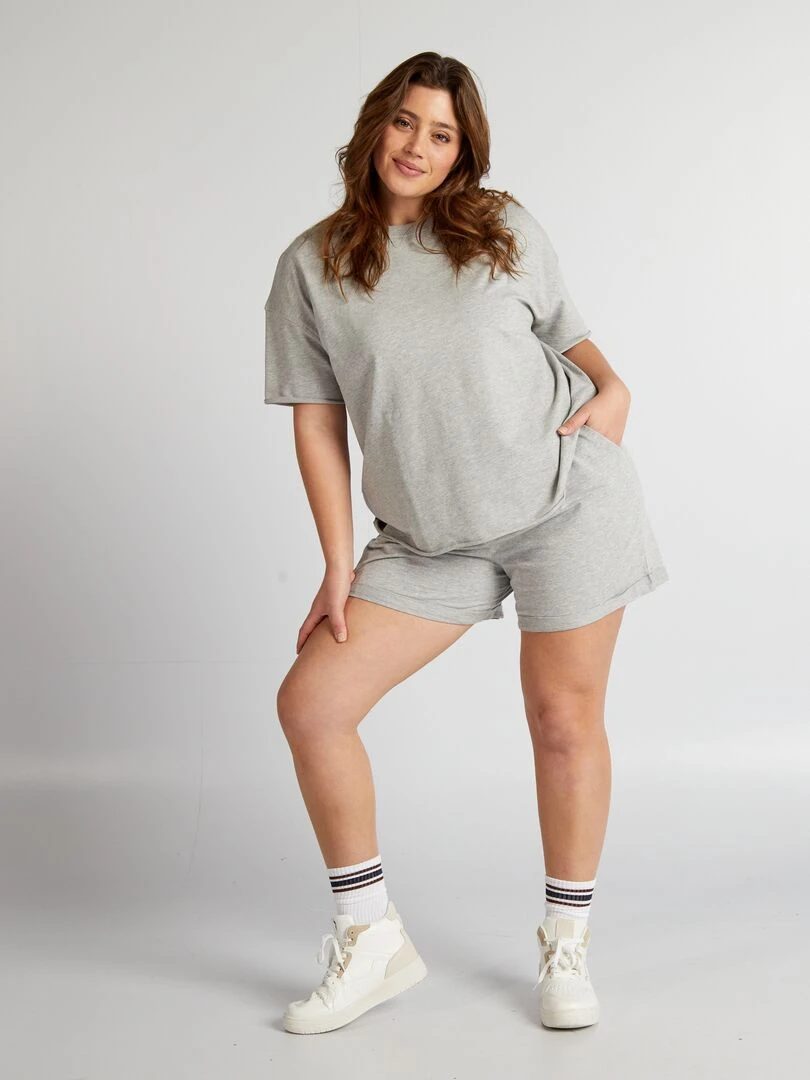 T shirt uni d'ensemble Gris