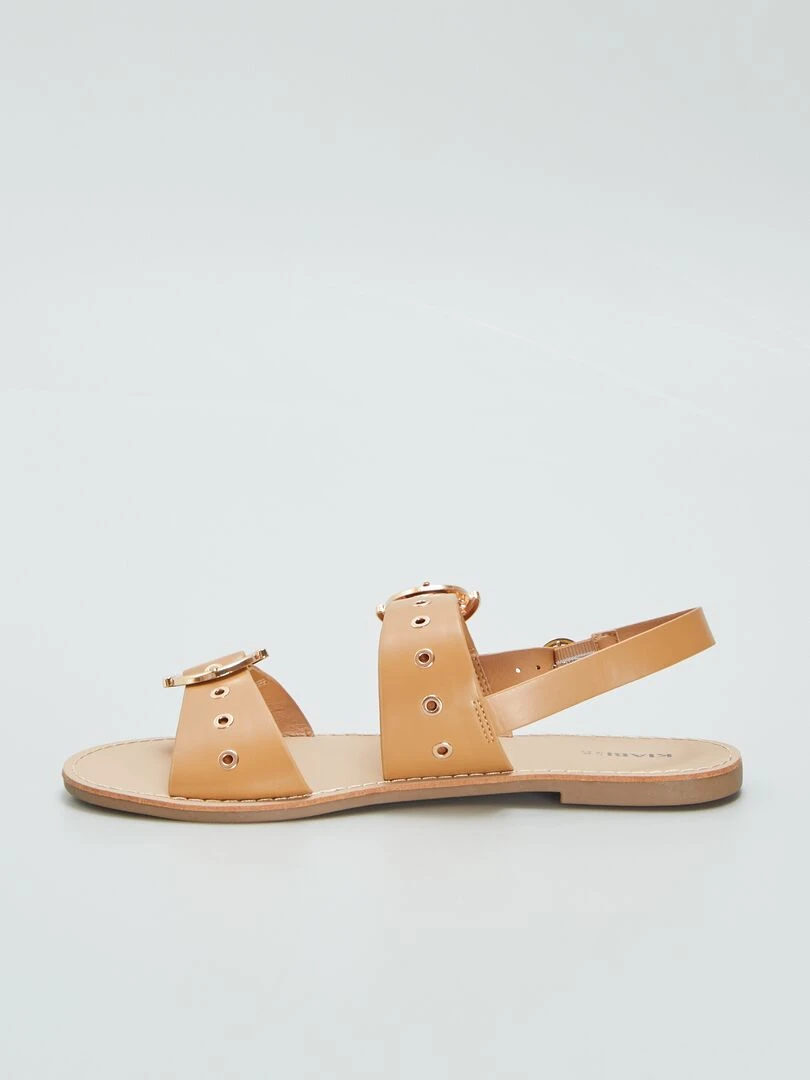 Sandales à brides cloutées   Camel