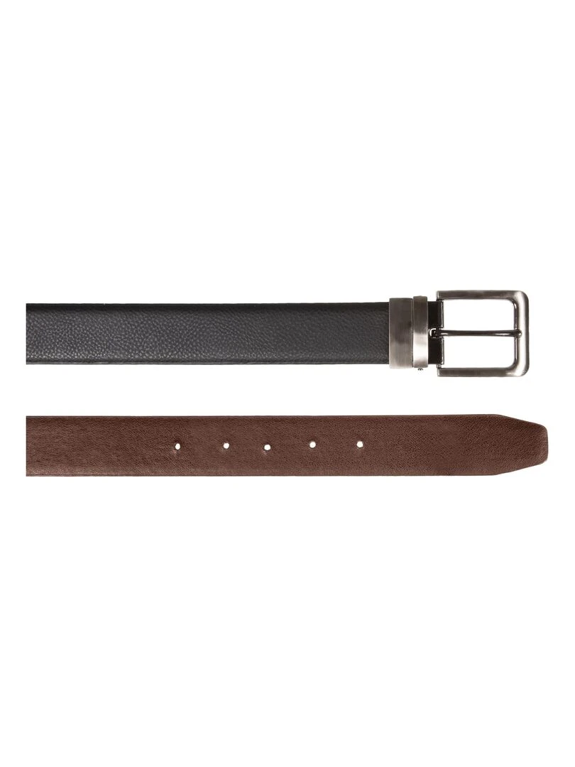 Ceinture Homme 2 en 1 Grainé Noir/Marron Noir Marron Noir
