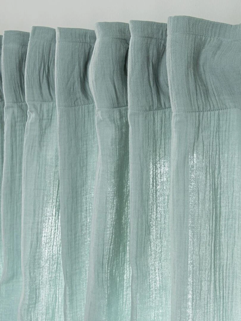 Future Home   Rideau uni en gaze de coton pattes cachées à l'unité 140x260cm   Vert