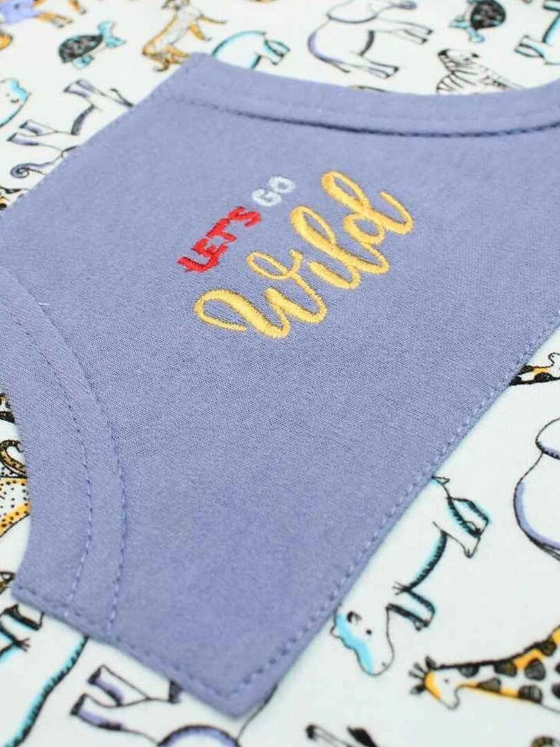 Lee Cooper   Combishort bébé garçon imprimé logo en coton   Bleu