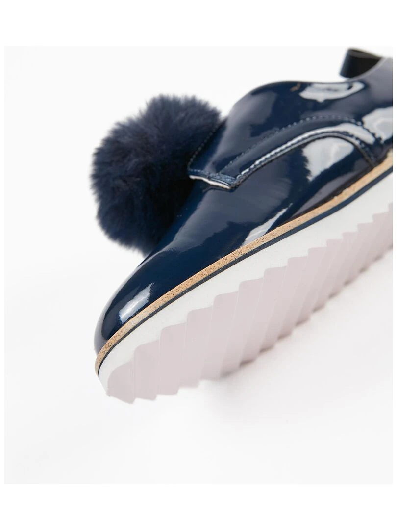 Chaussures Vernies avec Pompon Fille   ALPINE LUXURY   Bleu foncé