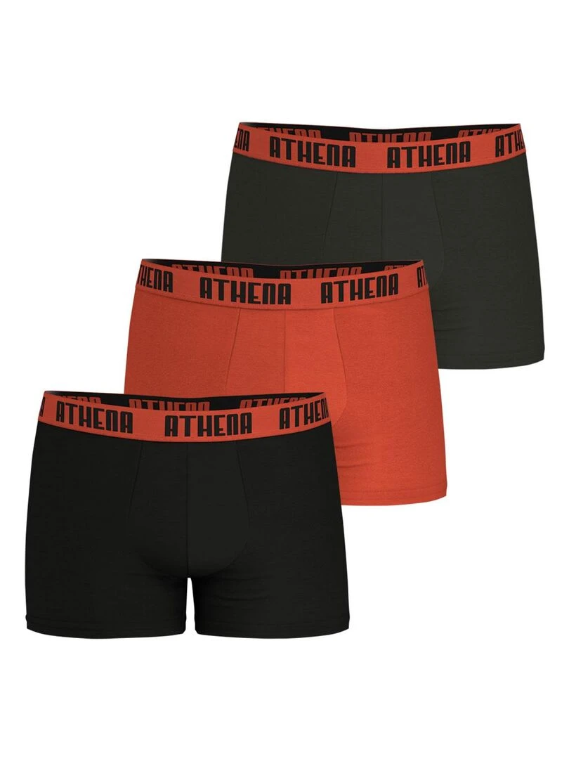 Lot de 3 boxers homme Ecopack Noir Rouge Gris