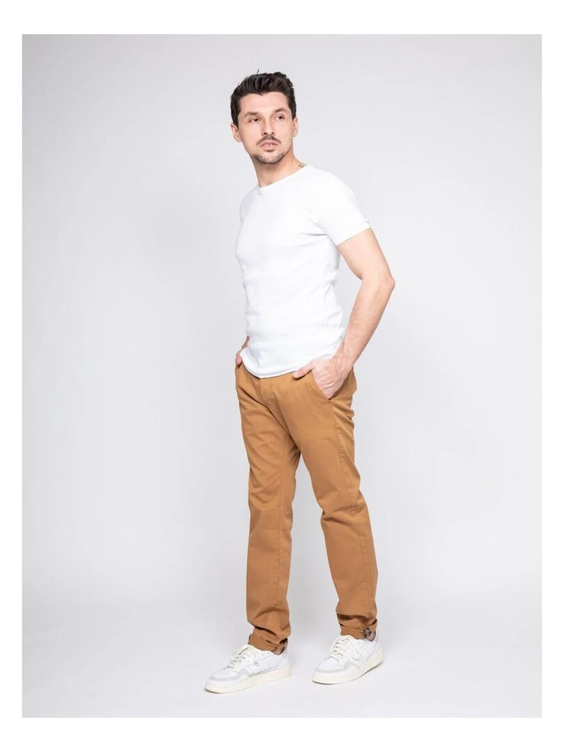 Pantalon chino coupe ajustée VAIRE   Marron glacé
