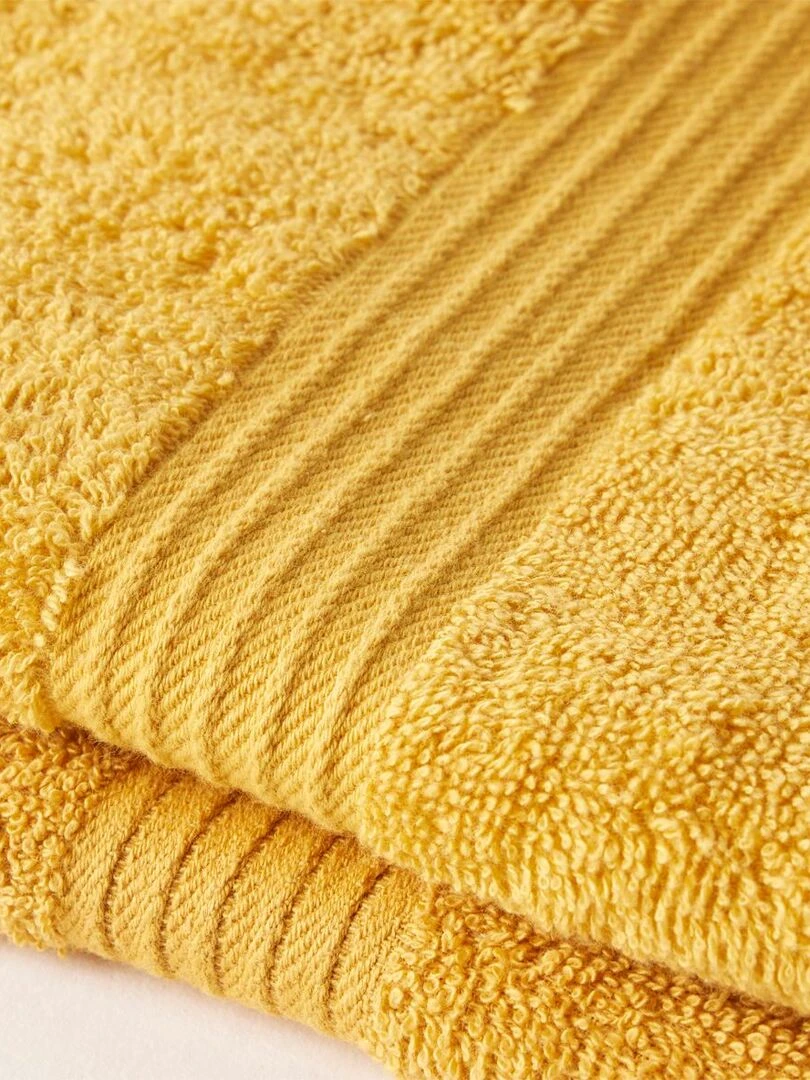 Lot de 2 serviettes de toilette coton uni ESSENTIAL Jaune