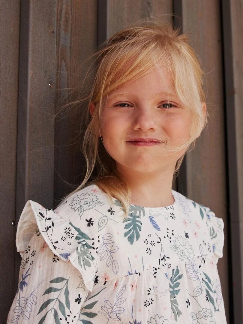 Blouse enfant en gaze de coton Belle de Nuit   Ecru