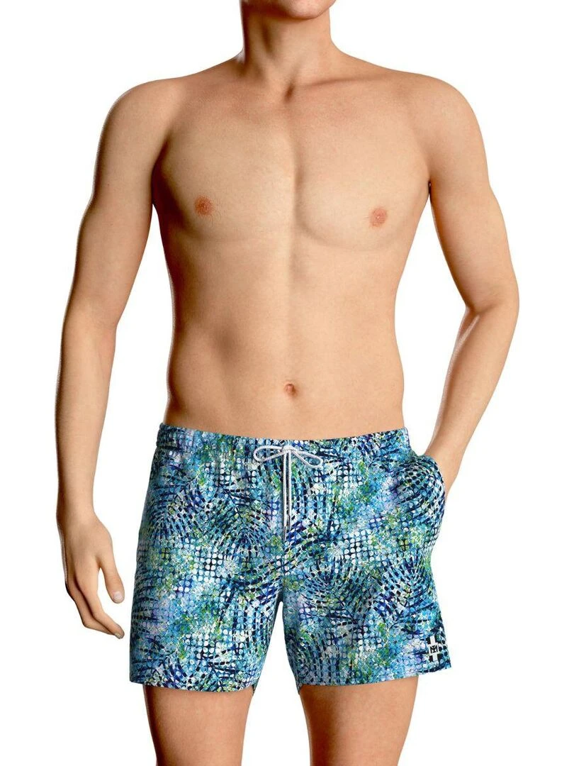 Short d'été bleu ceinture élastiquée avec cordon de serrage Bleu