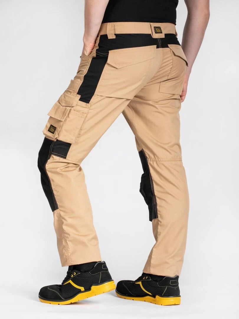 Pantalon de travail normé coupe droite MOBILON 'Rica Lewis' Beige