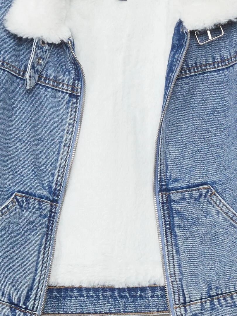 Veste en jean avec col aviateur   Bleu