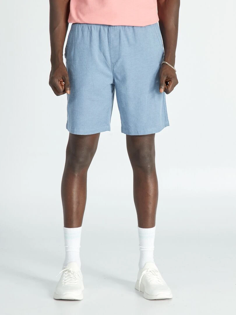 Bermuda uni à taille élastiquée Bleu