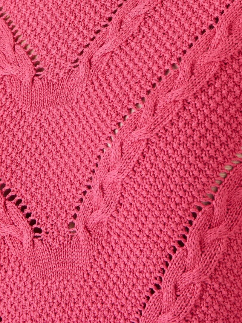 Pull torsadé col rond   Damart   Rose framboise