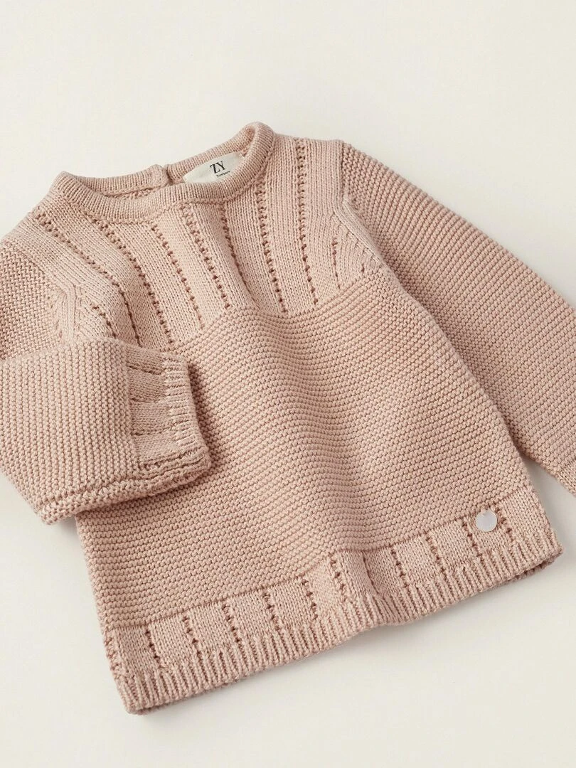 Pull en Maille pour Nouveau Né  ATLANTIC COMPANY   Rose clair