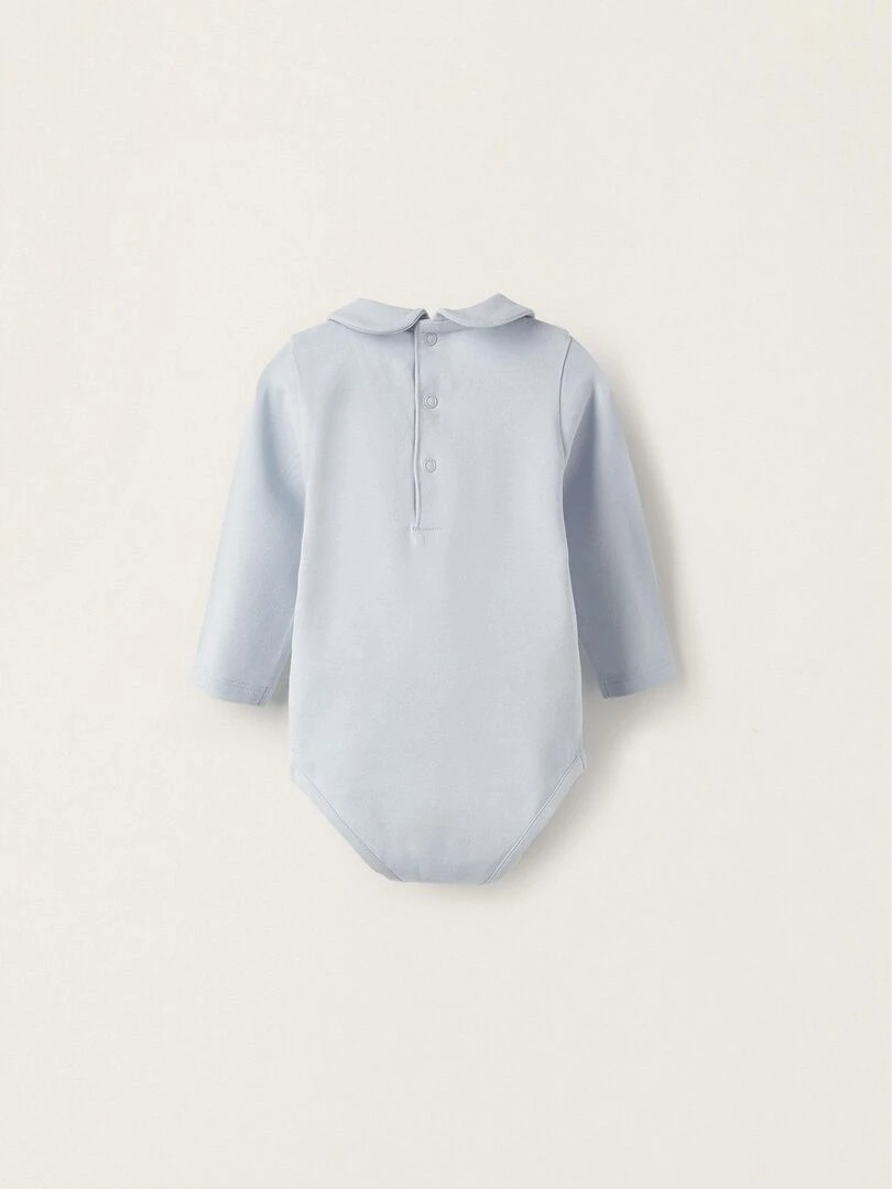 Pack 2 Bodies en Coton pour Nouveau Né manches longues ATLANTIC COMPANY Bleu clair