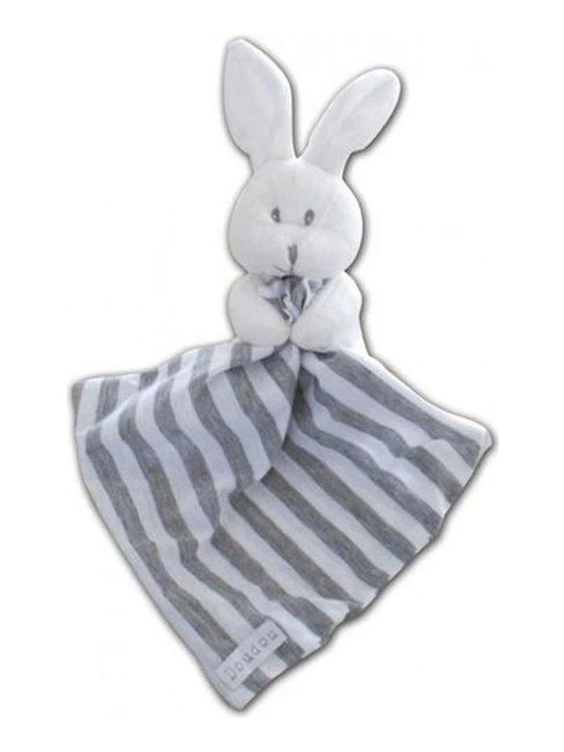 doudou Chatounets Lapin Blanc rayure gris et blanc Pantin Blanc