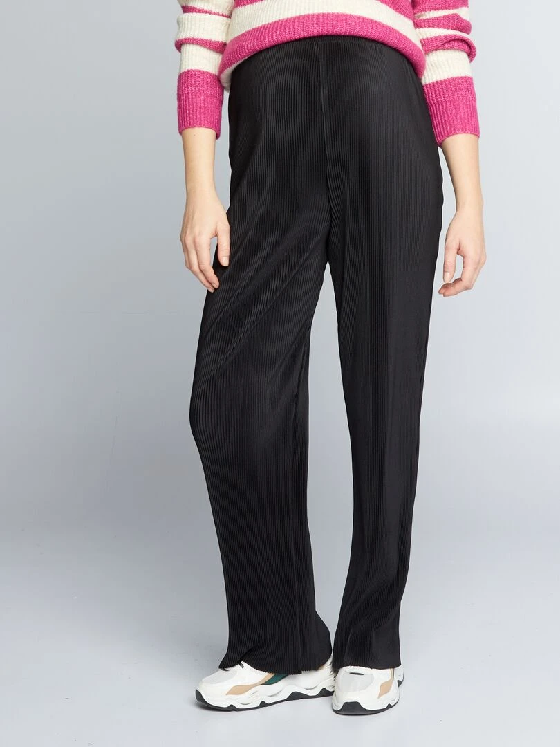 Pantalon grossesse large maille plissée   noir