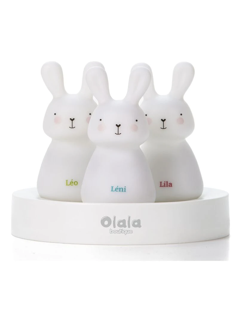 Lot de 3 veilleuses nomades lapin Léo Léni & Lila Blanc