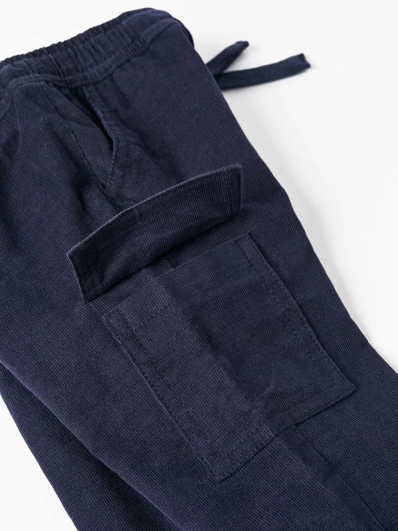 Pantalon en velours côtelé pour bébé garçon  Skater's’ Dictionary   Bleu foncé