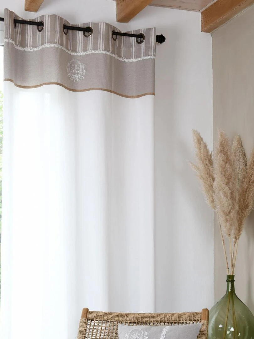 Rideau tamisant esprit campagne chic   Beige