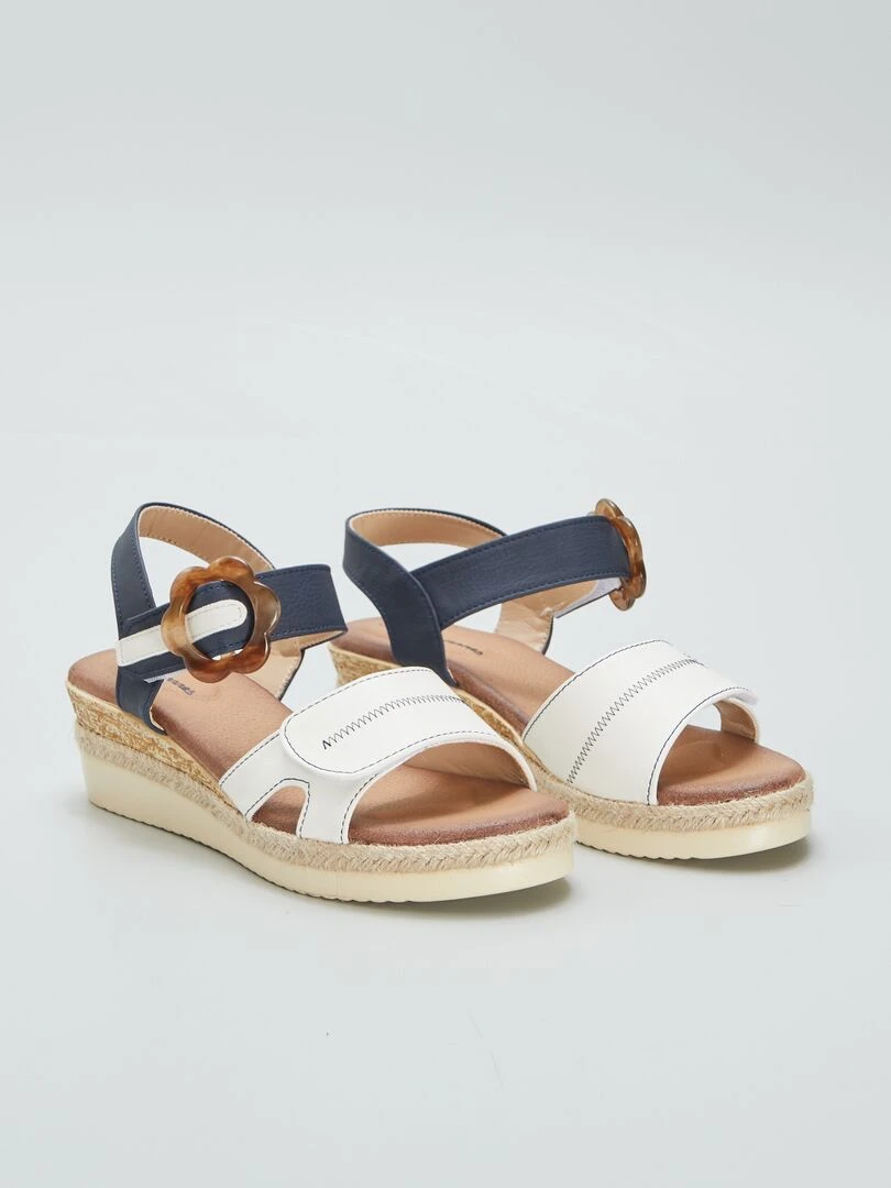 Sandales compensées avec brides à scratch Blanc